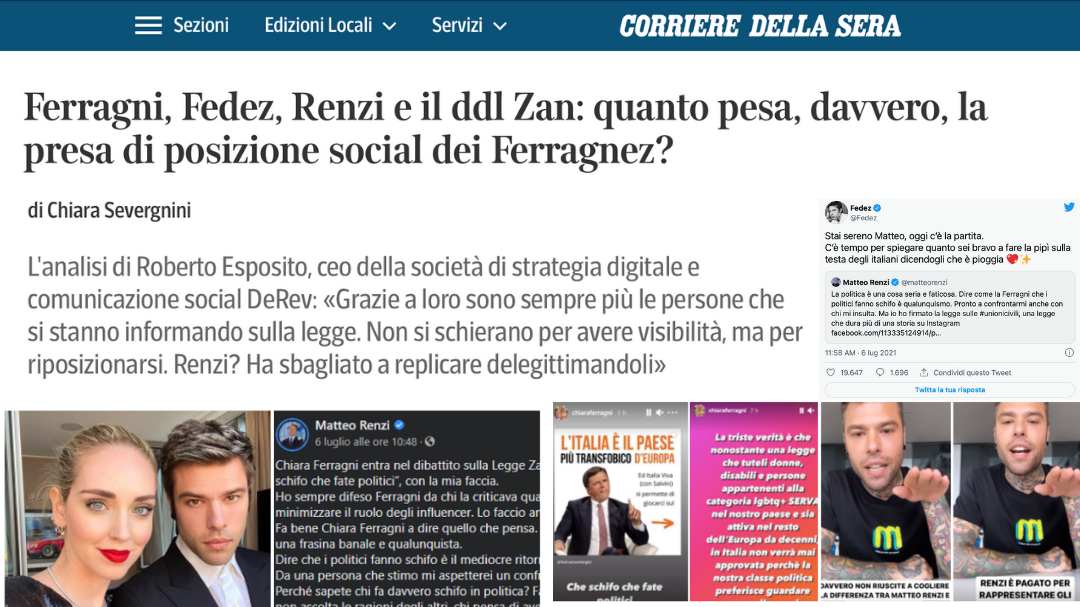 Comunicazione politica, la strategia social di Salvini, Meloni e Renzi analizzata per il Corriere della Sera