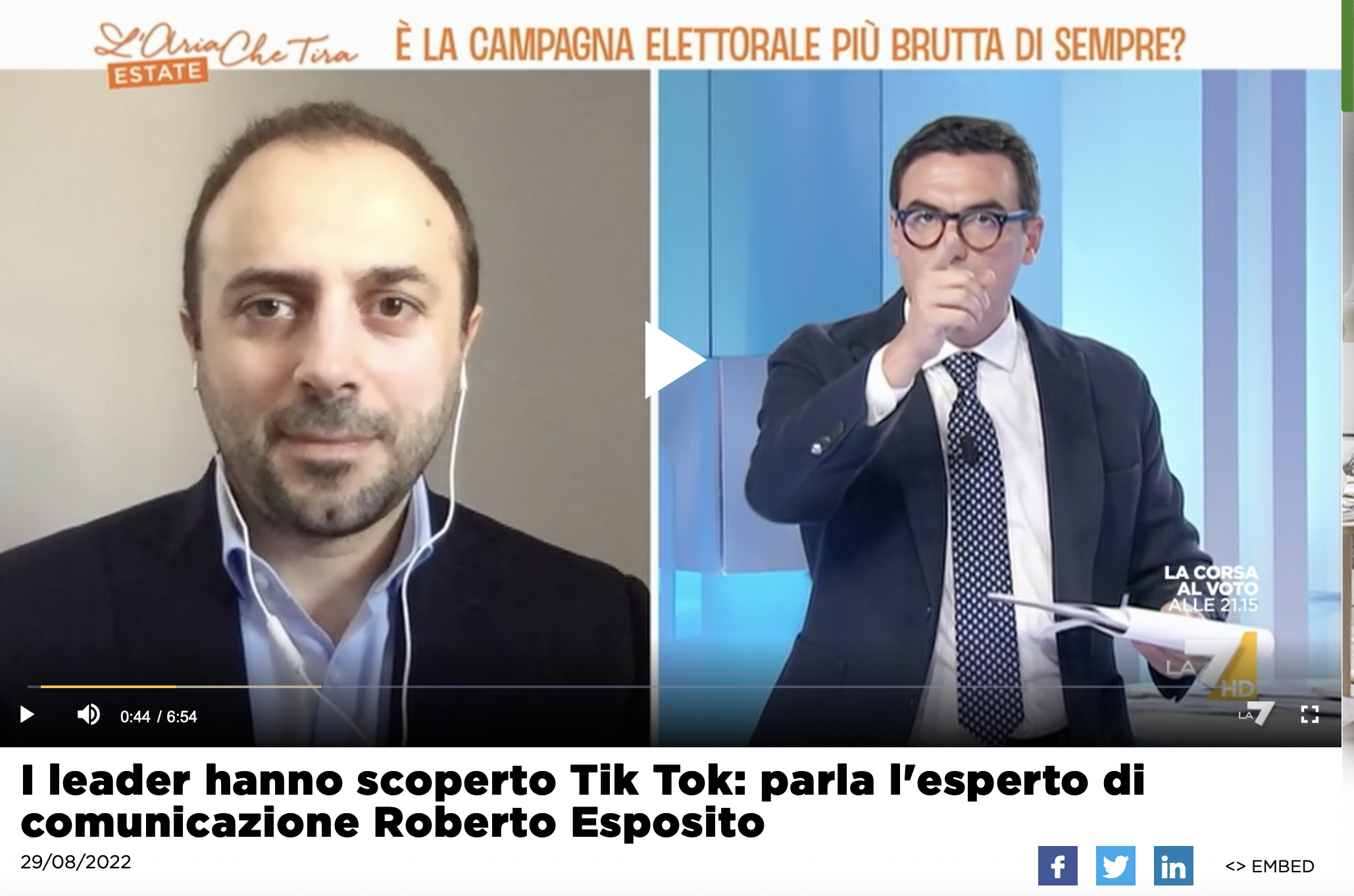 I leader politici su TikTok - Roberto Esposito - L'Aria che Tira