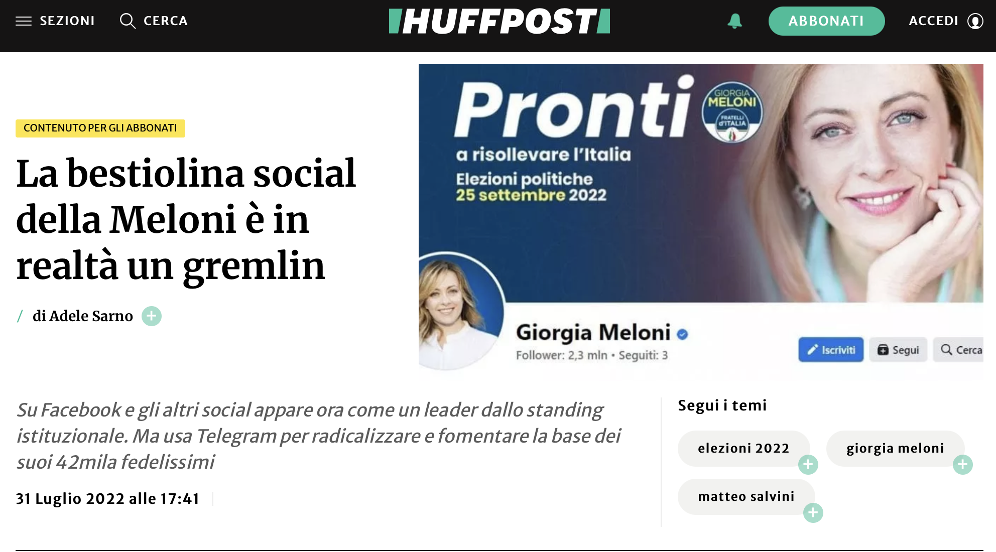 Social media e campagna elettorale: Giorgia Meloni